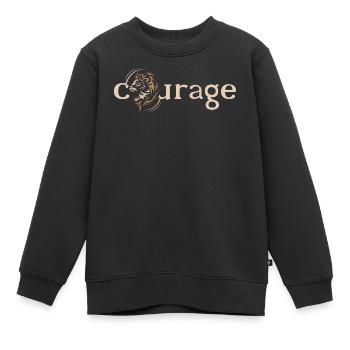 Mut Courage Löwe Motivation Kraft Stärke Logo - Kinder Premium Organic Sweatshirt - Schwarz - Vorne - AI Model Kid Female (0cm)