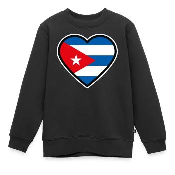 kuba flagge herz - Kinder Premium Organic Sweatshirt - Schwarz - Vorne - AI Model Kid Female (0cm)