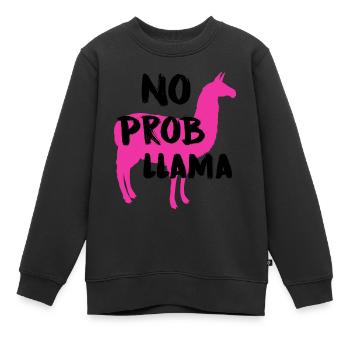 No prob llama - Kinder Premium Organic Sweatshirt - Schwarz - Vorne - AI Model Kid Female (0cm)