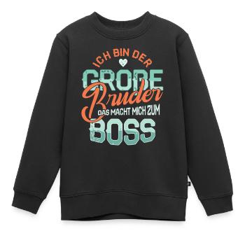 Big brother patron enfant naissance la grossesse - Sweat Premium enfant bio - noir - Devant - AI Model Kid Female (0cm)