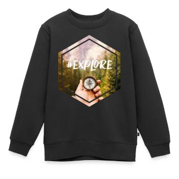 #explorer - Kinder Premium Organic Sweatshirt - Schwarz - Vorne - AI Model Kid Female (0cm)