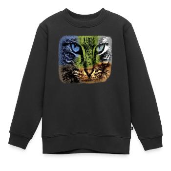 Œil de chat dans un jeu de couleurs - Sweat Premium enfant bio - noir - Devant - AI Model Kid Female (0cm)