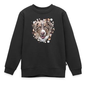 Australian Shepherd Hundekopf im Cartoon-Style - Kinder Premium Organic Sweatshirt - Schwarz - Vorne - AI Model Kid Female (0cm)