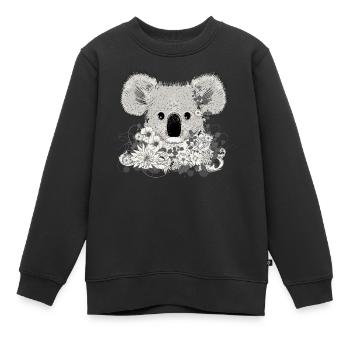 geschmückter Koala Bär mit Blumen und Eukalyptus - Kinder Premium Organic Sweatshirt - Schwarz - Vorne - AI Model Kid Female (0cm)