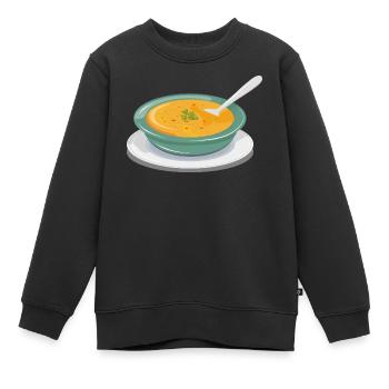 Gemüsesuppe in einem Teller mit einem Löffel - Kinder Premium Organic Sweatshirt - Schwarz - Vorne - AI Model Kid Female (0cm)