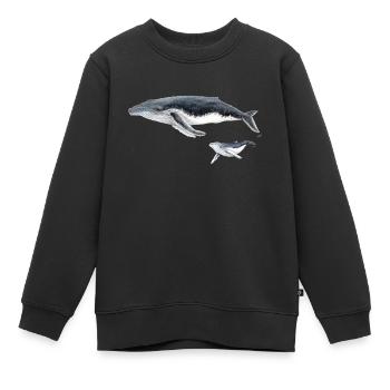 Buckelwal mit Baby Megaptera Wal - Kinder Premium Organic Sweatshirt - Schwarz - Vorne - AI Model Kid Female (0cm)