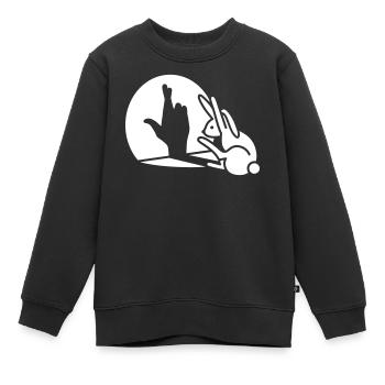 Funny rabbit hand shadow crossed fingers good luck - Kids Premium Organic Sweatshirt - black - Front - AI Model Kid Female (0cm)