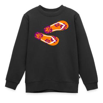 Tongs hawaïennes tongs violettes vacances d'été - Sweat Premium enfant bio - noir - Devant - AI Model Kid Female (0cm)