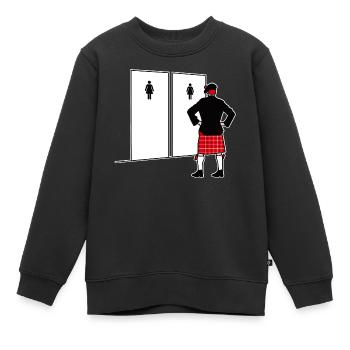 Funny Scotland Kilt Bagpipe Rock Toilett - Kids Premium Organic Sweatshirt - black - Front - AI Model Kid Female (0cm)