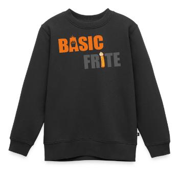 Grundlegende Pommes 2 - Kinder Premium Organic Sweatshirt - Schwarz - Vorne - AI Model Kid Female (0cm)