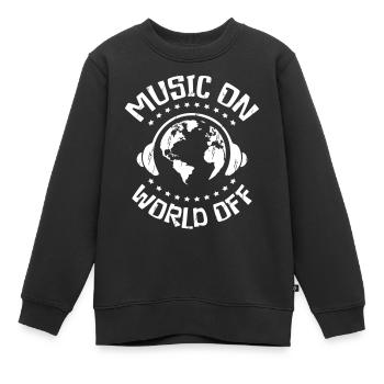 Music on World Off - Sweat Premium enfant bio - noir - Devant - AI Model Kid Female (0cm)