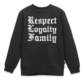 Respect Loyalty Family alte Schrift used look - Kinder Premium Organic Sweatshirt - Schwarz - Vorne - AI Model Kid Female (0cm)