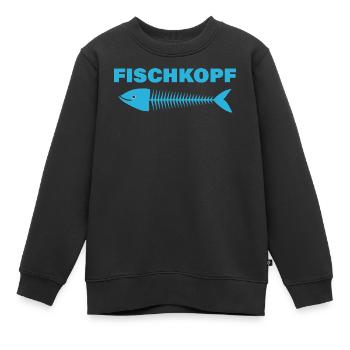 FISCHKOPF - Kinder Premium Organic Sweatshirt - Schwarz - Vorne - AI Model Kid Female (0cm)