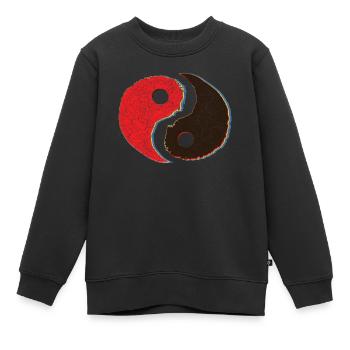 Yin yang symbole chinois tai chi qigong kung fu - Sweat Premium enfant bio - noir - Devant - AI Model Kid Female (0cm)