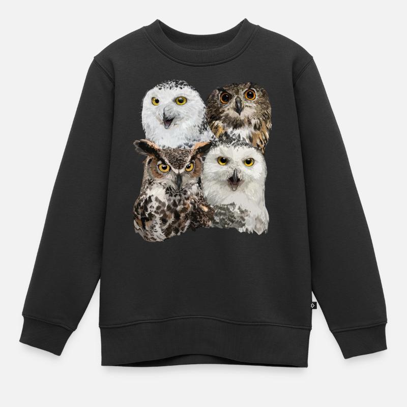 Eulen - Kinder Premium Organic Sweatshirt - Schwarz