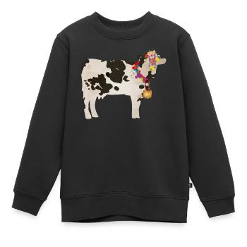 geschmückte Kuh mit Kuhglocke und Blumenschmuck - Kinder Premium Organic Sweatshirt - Schwarz - Vorne - AI Model Kid Female (0cm)