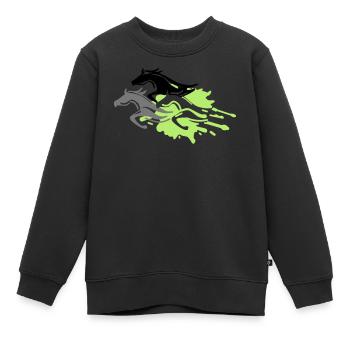 chevaux - étalon - jument - poulain - Sweat Premium enfant bio - noir - Devant - AI Model Kid Female (0cm)