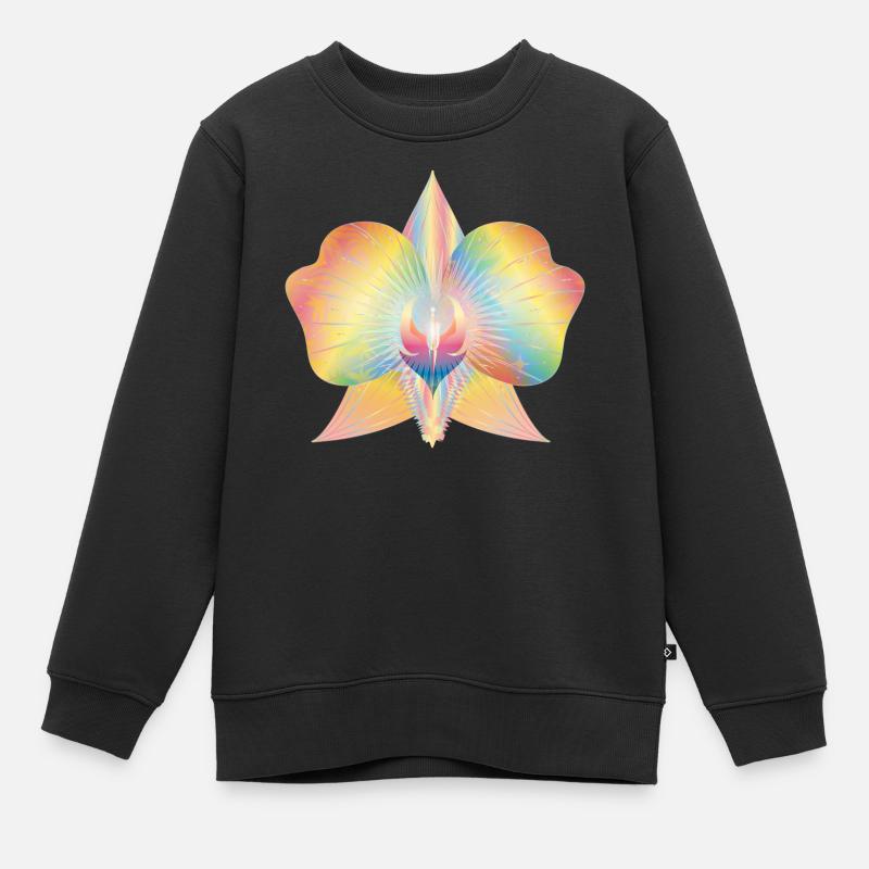 colorés abstraites orchidées fleurs - Sweat Premium enfant bio - noir