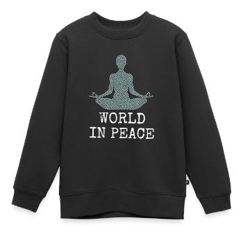 La paix dans le monde grâce au yoga - Sweat Premium enfant bio - noir - Devant - AI Model Kid Female (0cm)