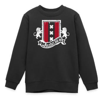 Amsterdam Crest Heraldry Lions - Kinder Premium Organic Sweatshirt - Schwarz - Vorne - AI Model Kid Female (0cm)