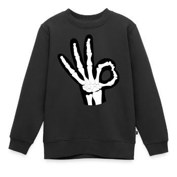 OK Knochen - Kinder Premium Organic Sweatshirt - Schwarz - Vorne - AI Model Kid Female (0cm)