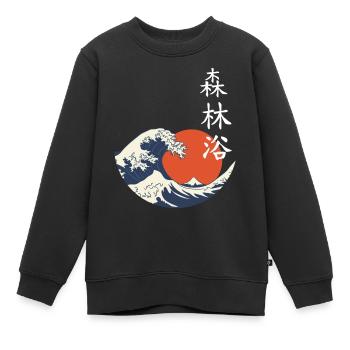 Japan Asia Bamboo Sun Kanji Nature Forest Bathing - Kids Premium Organic Sweatshirt - black - Front - AI Model Kid Female (0cm)