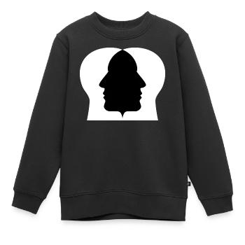 Silhouette double profil - Sweat Premium enfant bio - noir - Devant - AI Model Kid Female (0cm)