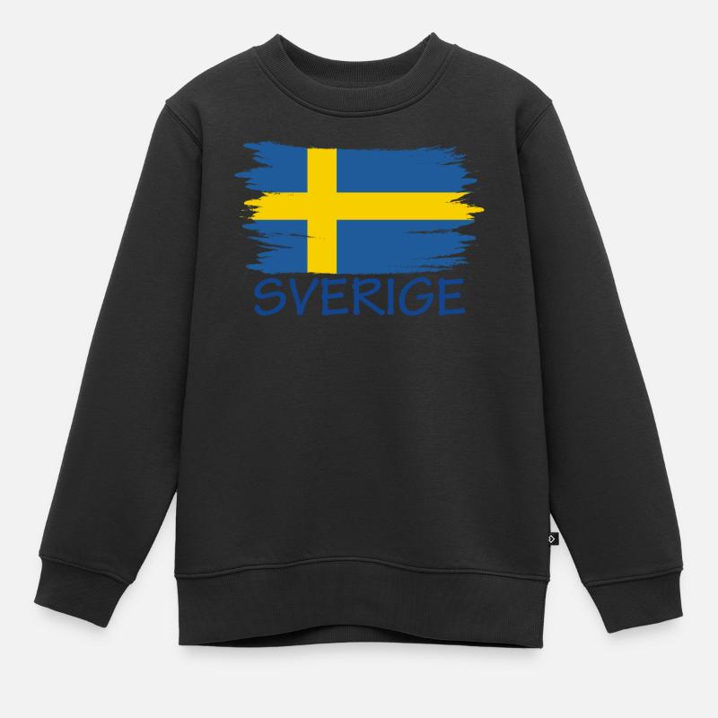 Sverige Suède Suède Conception du drapeau de la Suède - Sweat Premium enfant bio - noir