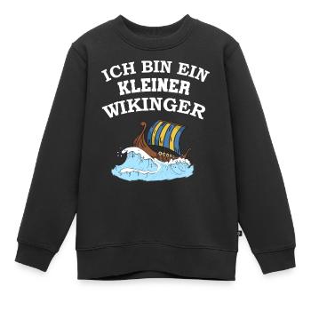 Ich bin ein kleiner Wikinger Boot mit Wellen - Kinder Premium Organic Sweatshirt - Schwarz - Vorne - AI Model Kid Female (0cm)
