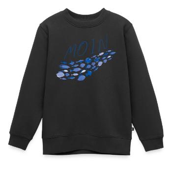 Moin mit Fischschwarm - Kinder Premium Organic Sweatshirt - Schwarz - Vorne - AI Model Kid Female (0cm)