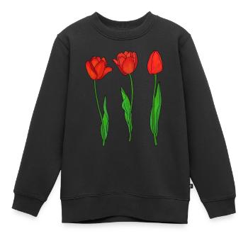 Tulipes rouges, printemps - Sweat Premium enfant bio - noir - Devant - AI Model Kid Female (0cm)