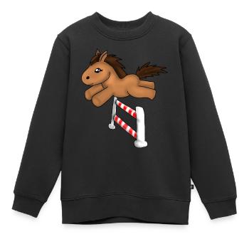 Springreiten - Kinder Premium Organic Sweatshirt - Schwarz - Vorne - AI Model Kid Female (0cm)