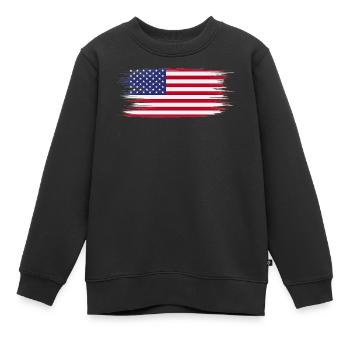 Drapeau Américain Brush - Sweat Premium enfant bio - noir - Devant - AI Model Kid Female (0cm)