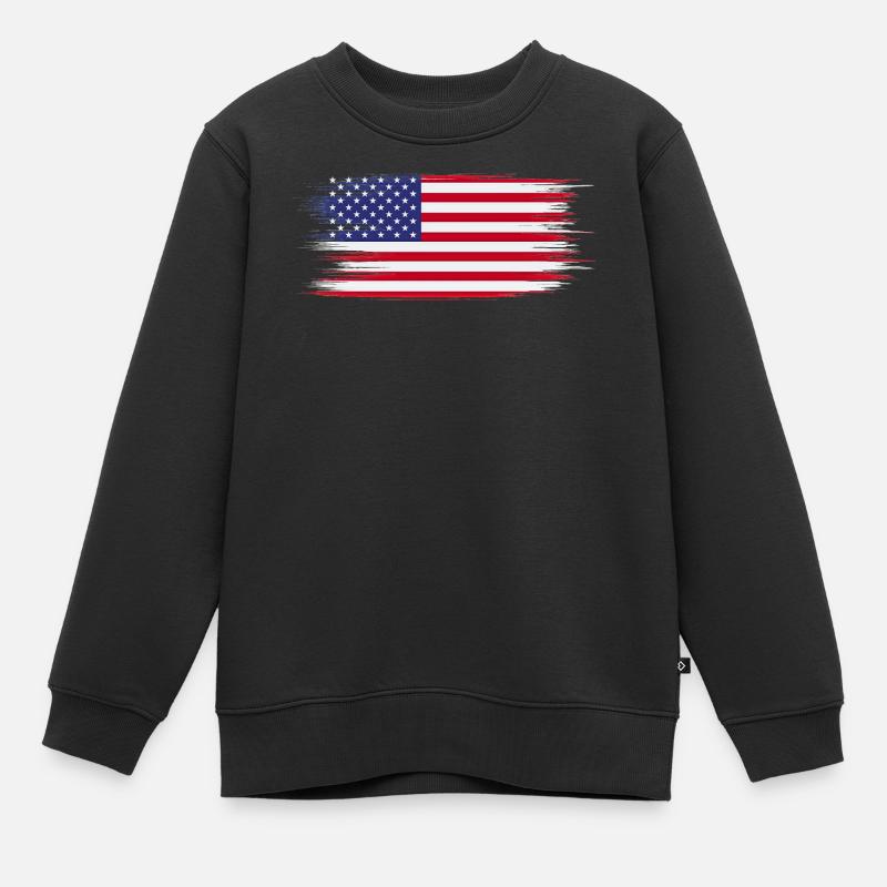 Drapeau Américain Brush - Sweat Premium enfant bio - noir