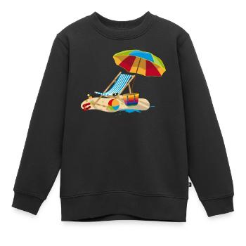Chaise longue sur la plage - Détente en vacances - Sweat Premium enfant bio - noir - Devant - AI Model Kid Female (0cm)
