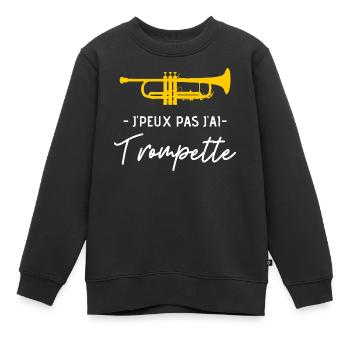 Trompette - Sweat Premium enfant bio - noir - Devant - AI Model Kid Female (0cm)