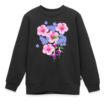 Fleurs, fleurs - Sweat Premium enfant bio - noir - Devant - AI Model Kid Female (0cm)