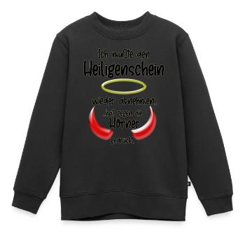 Ich mußte den Heiligenschein wieder abnehmen... - Kinder Premium Organic Sweatshirt - Schwarz - Vorne - AI Model Kid Female (0cm)