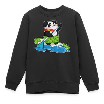 Stand Up Paddling Stand up Paddler Panda - Kinder Premium Organic Sweatshirt - Schwarz - Vorne - AI Model Kid Female (0cm)