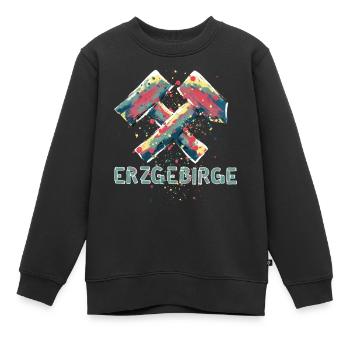 Erzgebirge Logo mit Hammer und Schlägel, Tattoo - Kinder Premium Organic Sweatshirt - Schwarz - Vorne - AI Model Kid Female (0cm)