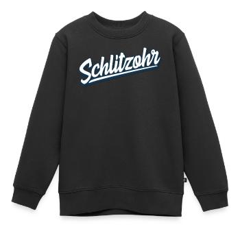 Schlitzohr - Schweizerdeutsch - Mundart - Dialekt - Kinder Premium Organic Sweatshirt - Schwarz - Vorne - AI Model Kid Female (0cm)
