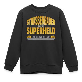 Strassenbauer Superheld - Kinder Premium Organic Sweatshirt - Schwarz - Vorne - AI Model Kid Female (0cm)