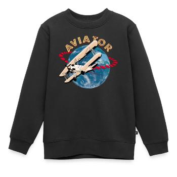 Pilot von Flugzeugen - Kinder Premium Organic Sweatshirt - Schwarz - Vorne - AI Model Kid Female (0cm)