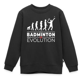 Badminton is evolution - Message Humor Parodie - Kinder Premium Organic Sweatshirt - Schwarz - Vorne - AI Model Kid Female (0cm)