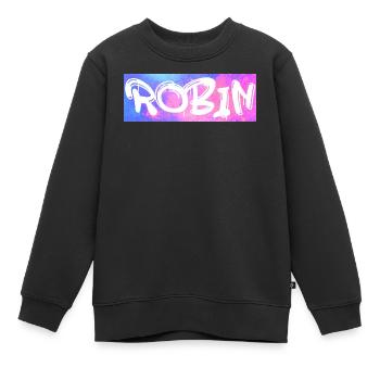 Robin Nom cadeau idée de cadeau galaxie - Sweat Premium enfant bio - noir - Devant - AI Model Kid Female (0cm)