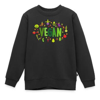 Veganer | Vegetarier| Gesund Nachhaltig Lifestyle - Kinder Premium Organic Sweatshirt - Schwarz - Vorne - AI Model Kid Female (0cm)