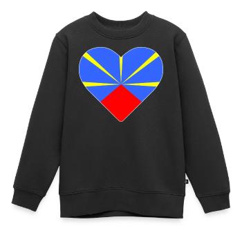 Herz Flagge die Insel des Treffens - Kinder Premium Organic Sweatshirt - Schwarz - Vorne - AI Model Kid Female (0cm)