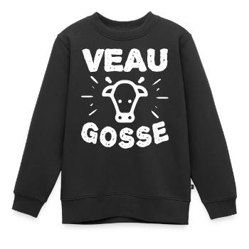 veau gosse - Sweat Premium enfant bio - noir - Devant - AI Model Kid Female (0cm)