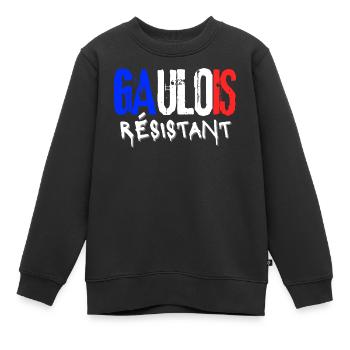 Gaulois Résistant - Sweat Premium enfant bio - noir - Devant - AI Model Kid Female (0cm)