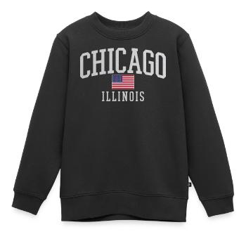 Chicago Flag Arc Emblem - Kinder Premium Organic Sweatshirt - Schwarz - Vorne - AI Model Kid Female (0cm)